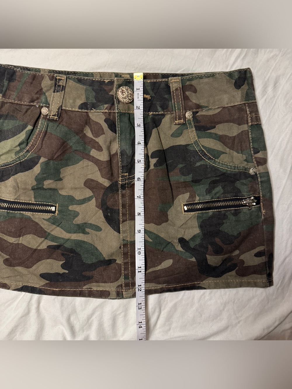 Rare Vintage Red Pepper Denim Camo Skirt Archive Gold Tag Sz 26 Y2K Embroidered - Picture 11 of 11